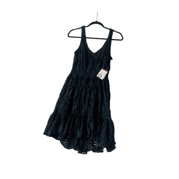 Free People Black Lace Tank Dress w/Beaded Neckline Size M NWT - Picture 5 of 13